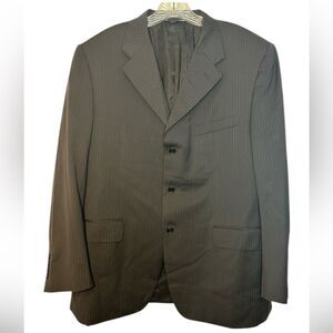 Canali mens blazer suit jacket 54 regular black super 120s pin striped 3 button